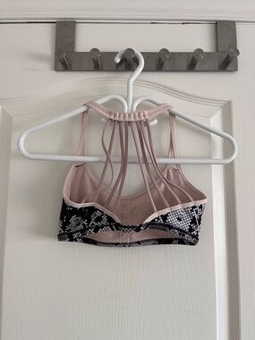 lululemon athletica Pink and Black Strappy Back Sports Bra